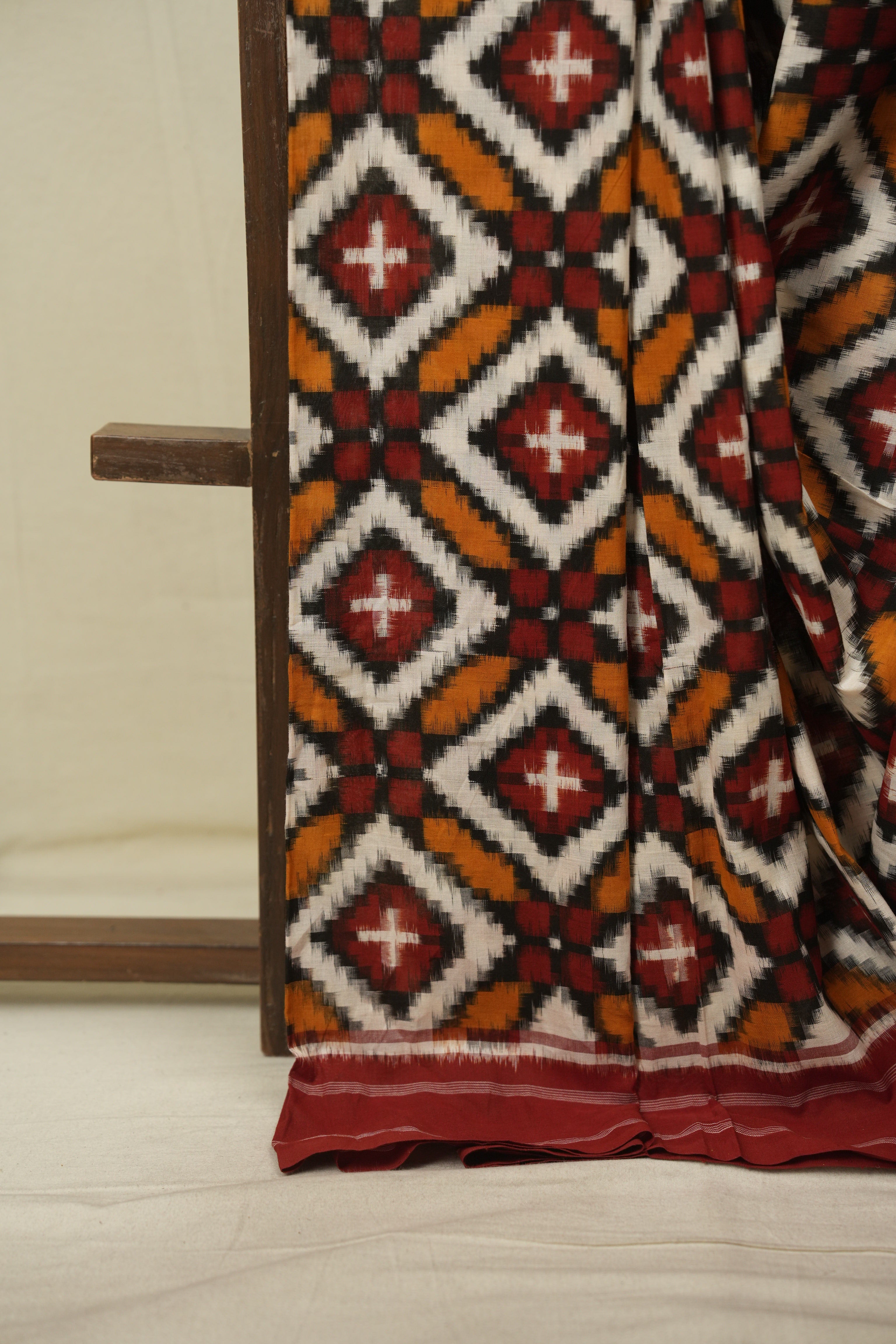 Multicolour Pochampali Cotton Ikat Saree SRMPCIS725