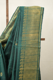 Green Raw Silk Saree - SRGRSS957