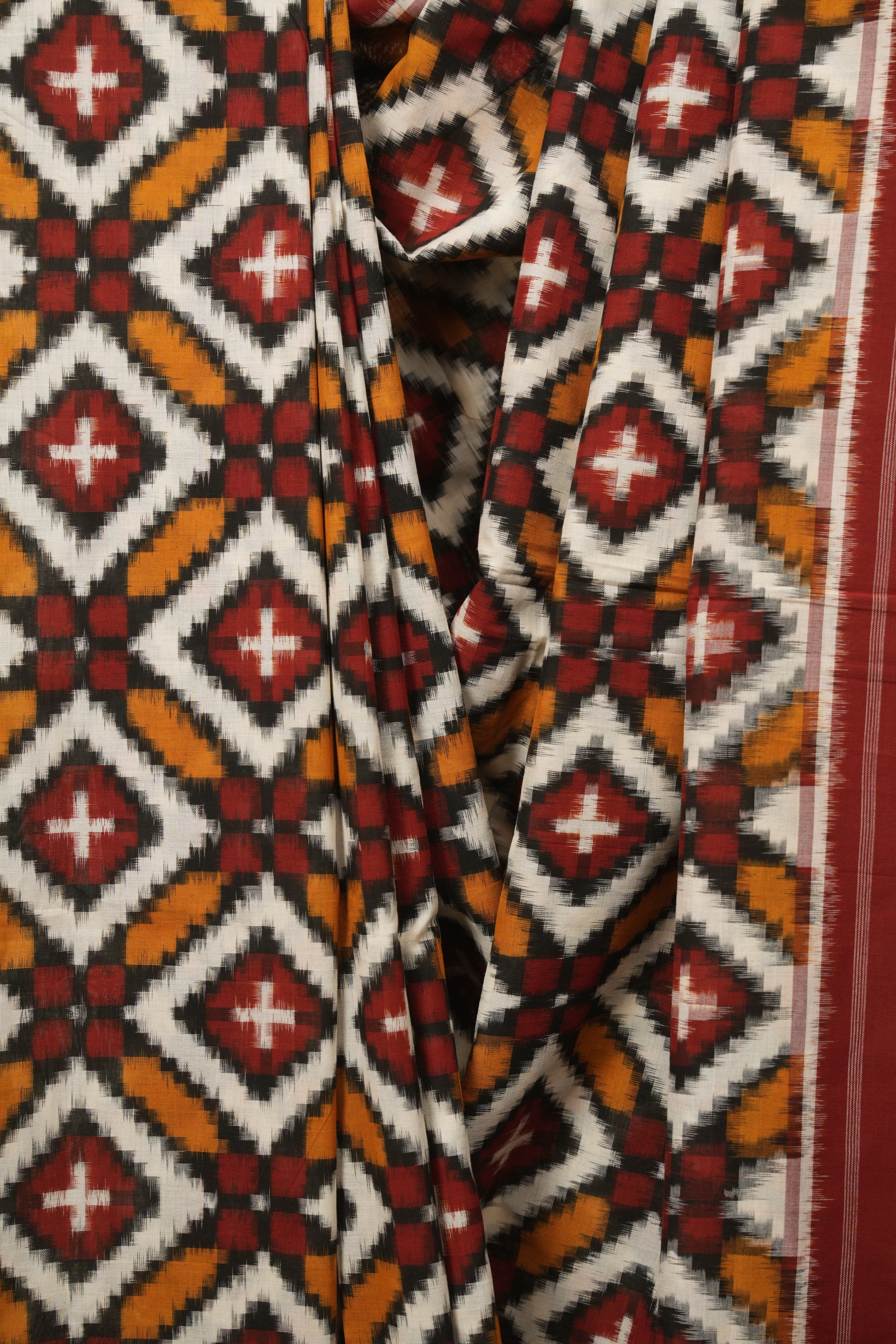 Multicolour Pochampali Cotton Ikat Saree SRMPCIS725