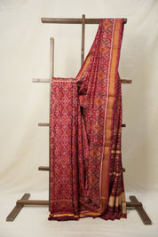 Dark Maroon Rajkot Patola Silk Saree - SRDMRPSS515