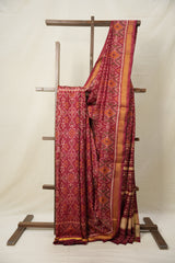Dark Maroon Rajkot Patola Silk Saree - SRDMRPSS515