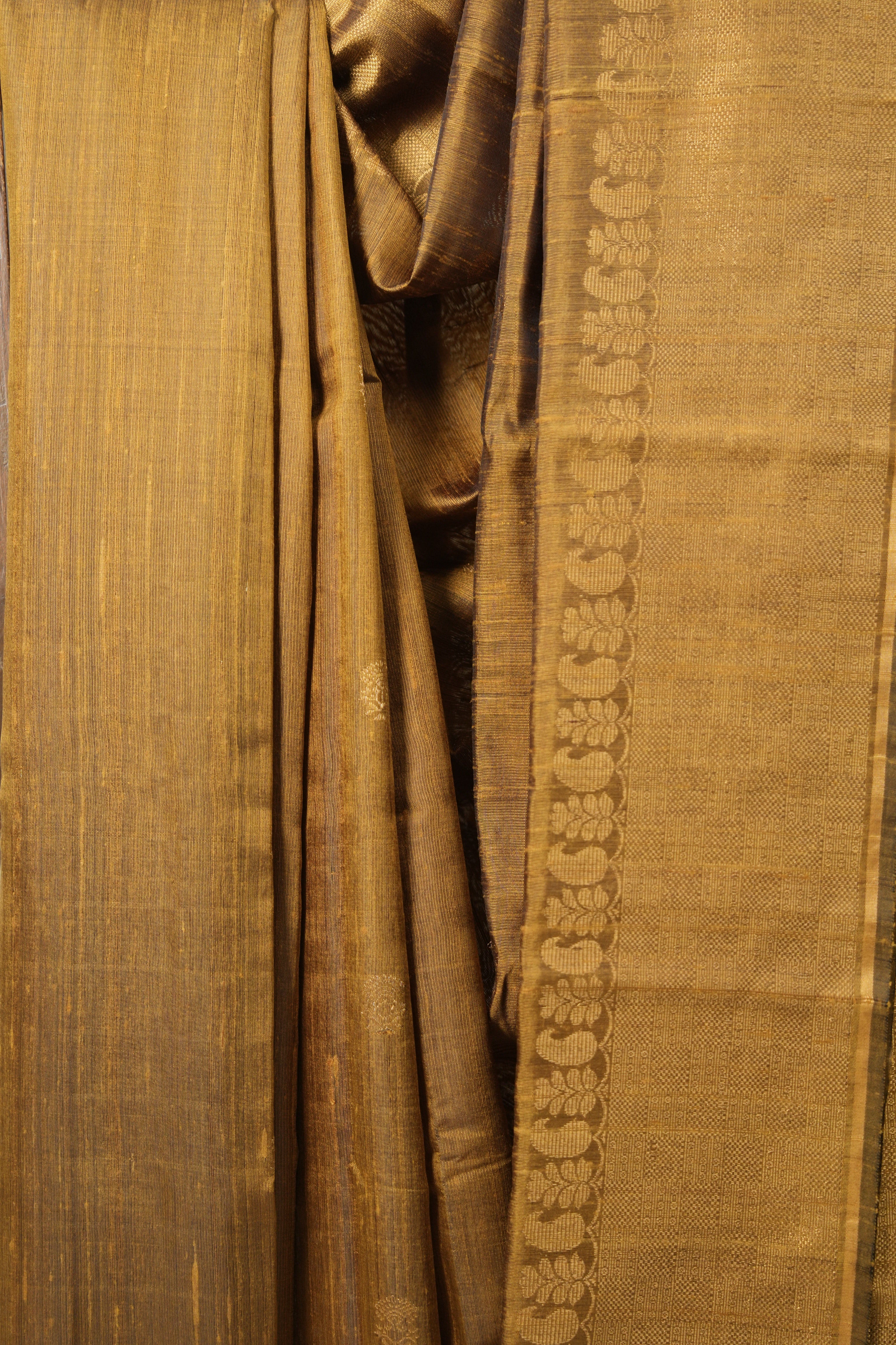 Khaki Raw Silk Saree - SRKRSS958