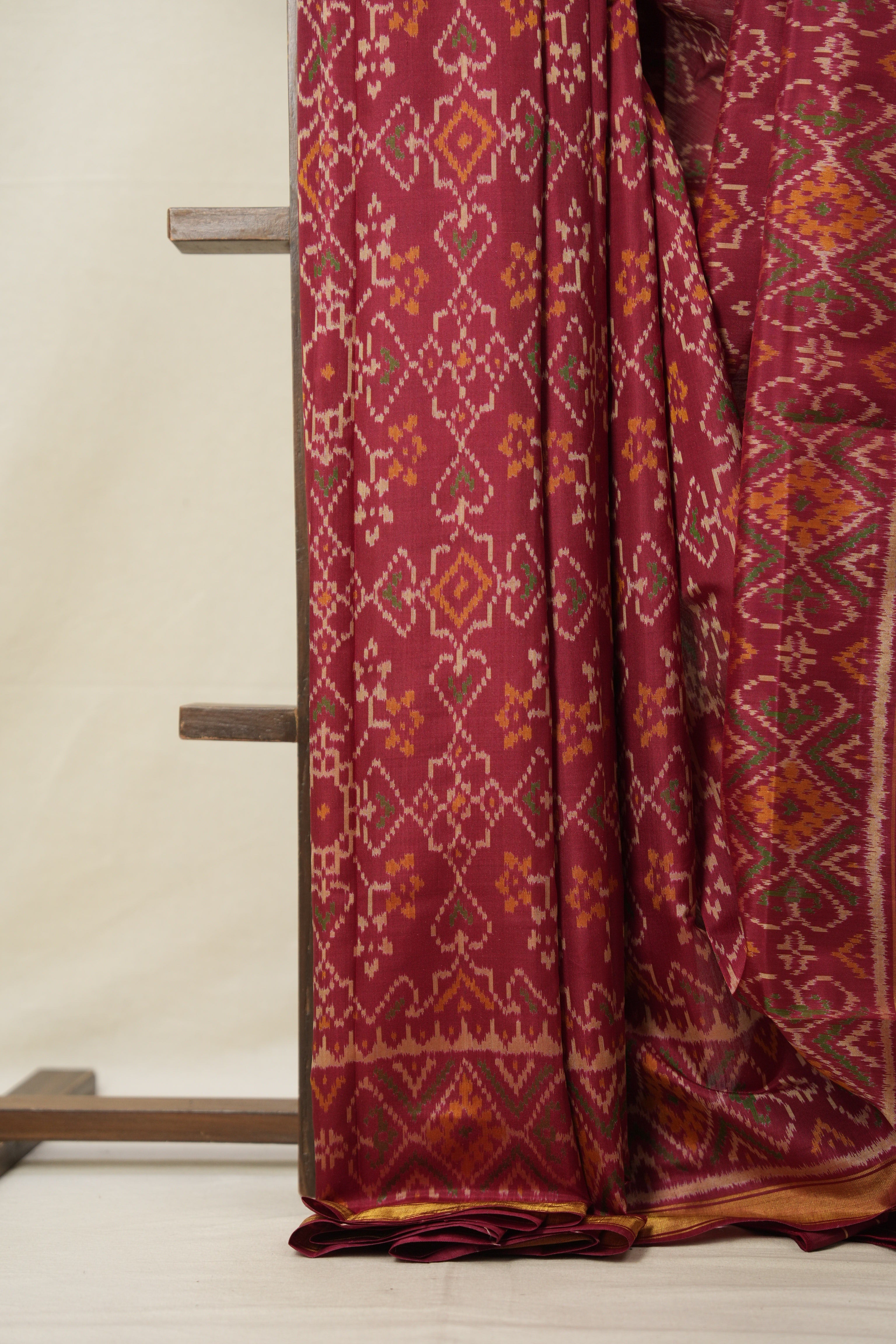 Dark Maroon Rajkot Patola Silk Saree - SRDMRPSS515