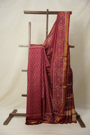 Dark Maroon Rajkot Patola Silk Saree - SRDMRPSS514