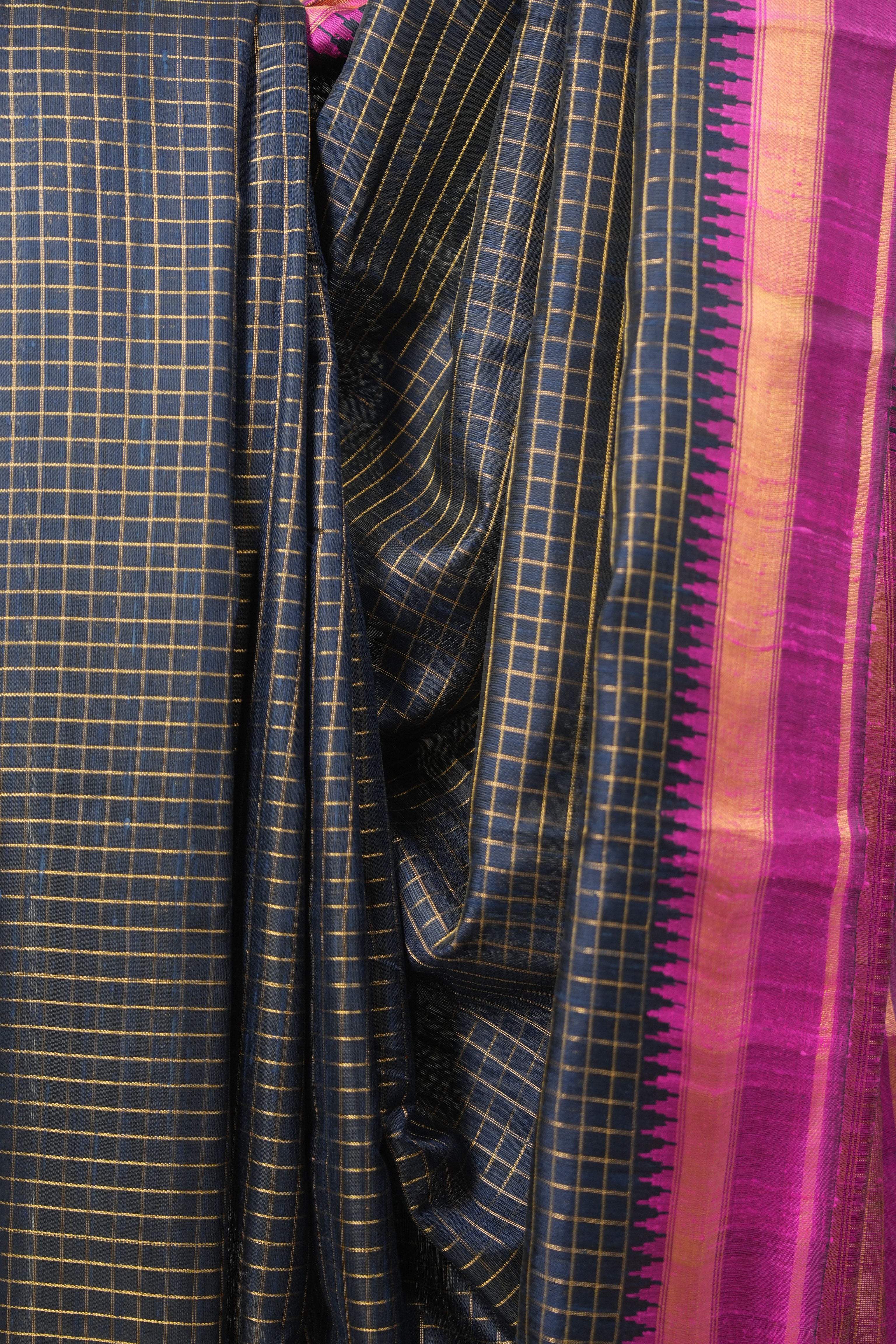 Navy Blue Raw Silk Saree - SRNBRSS951