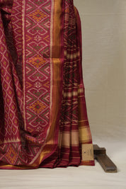 Dark Maroon Rajkot Patola Silk Saree - SRDMRPSS514