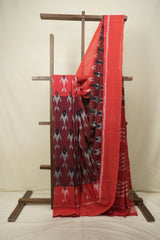 Maroon Pochampalli Cotton Ikat Saree - SRMPCIS757