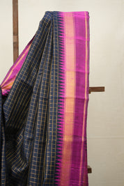 Navy Blue Raw Silk Saree - SRNBRSS951