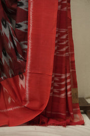 Maroon Pochampalli Cotton Ikat Saree - SRMPCIS757