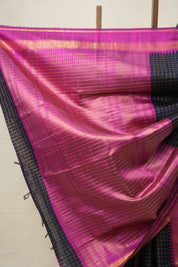 Navy Blue Raw Silk Saree - SRNBRSS951