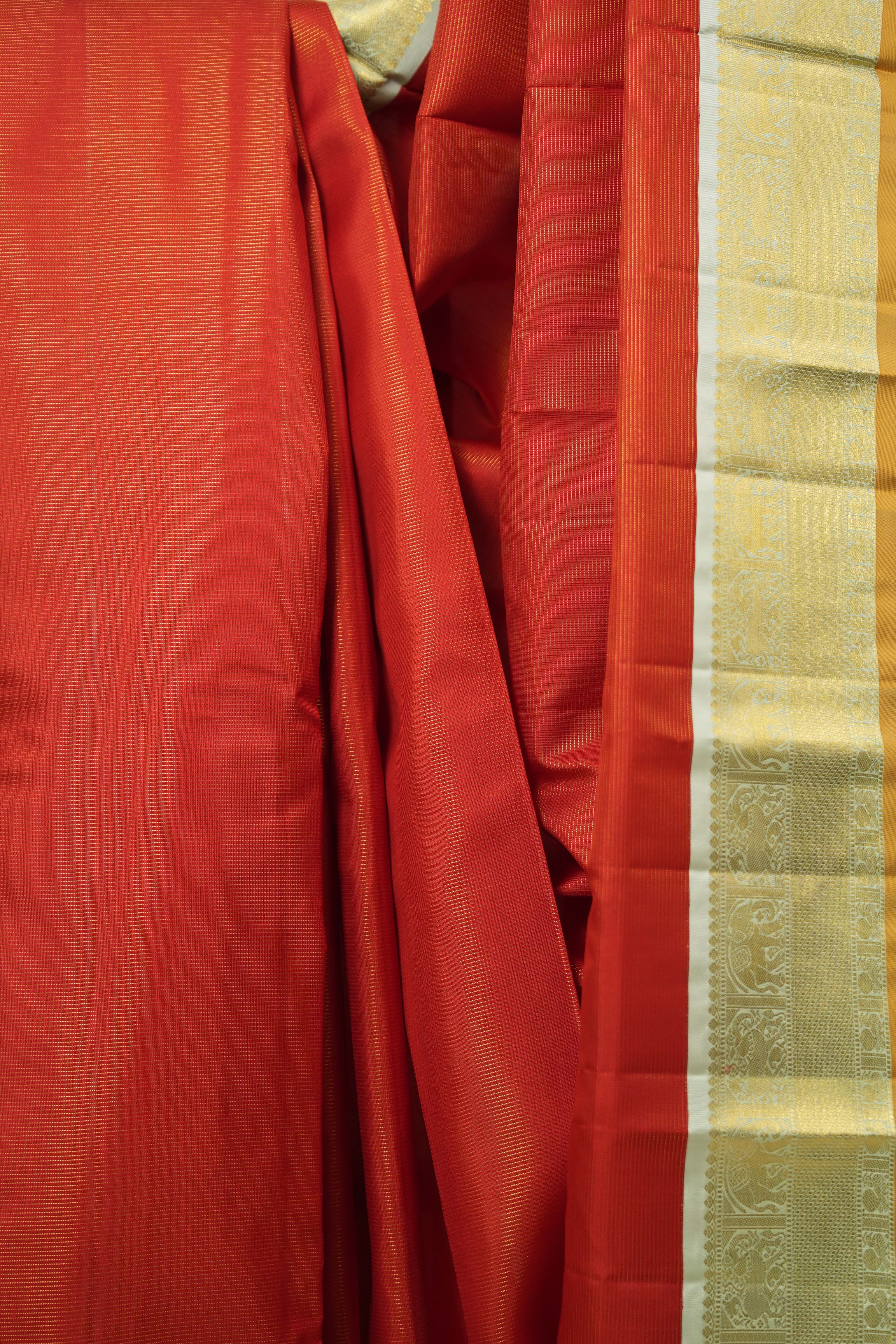 Tomato Red Kanjivaram Silk Saree - SRTRKSS1054