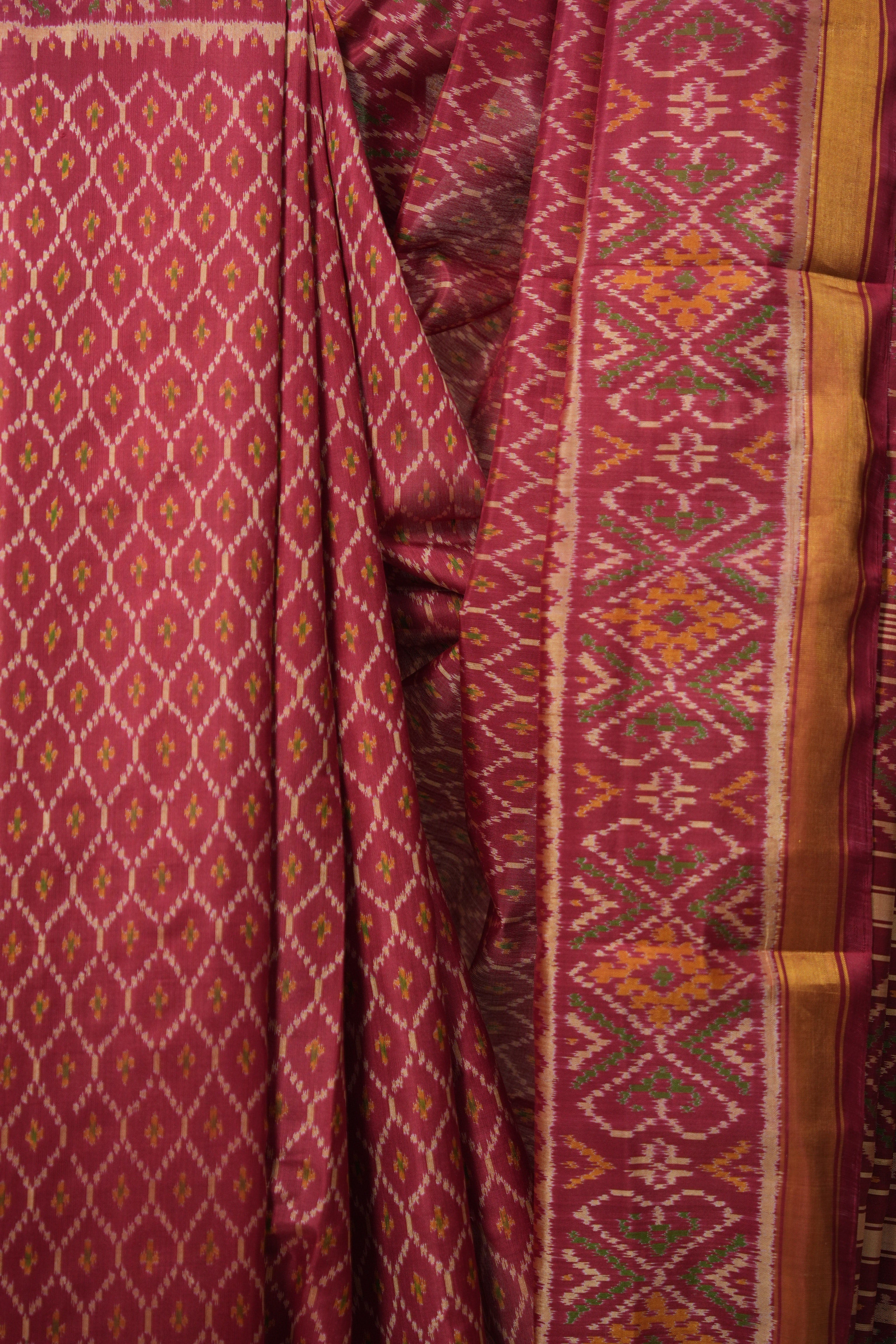 Dark Maroon Rajkot Patola Silk Saree - SRDMRPSS514