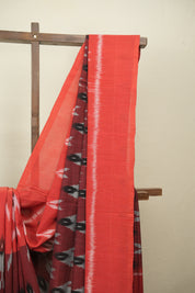 Maroon Pochampalli Cotton Ikat Saree - SRMPCIS757