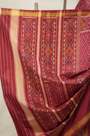 Dark Maroon Rajkot Patola Silk Saree - SRDMRPSS514