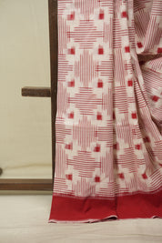 White Pochampalli Cotton Ikat Saree - SRWPCIS753