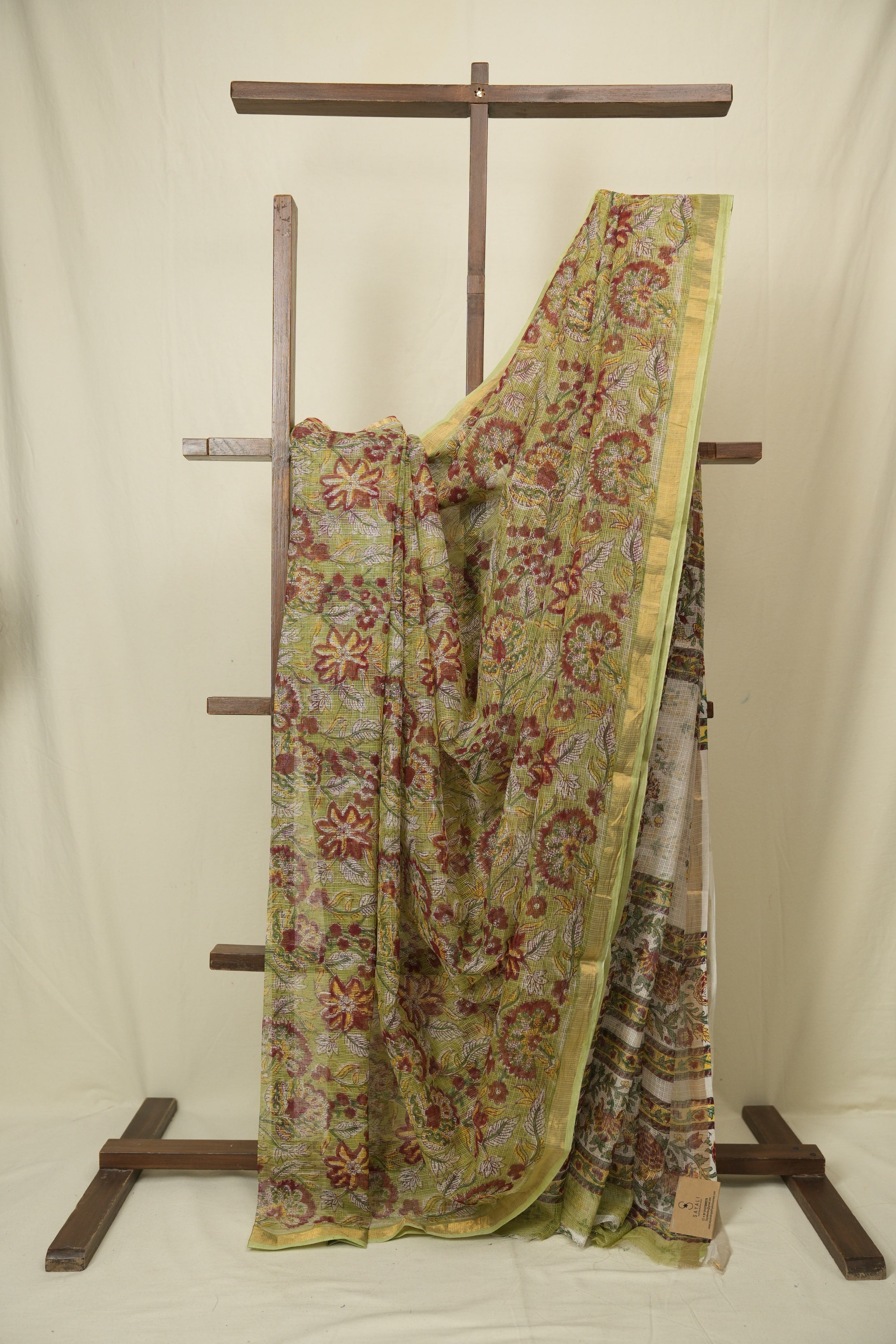 Pista Green Kota Doria Saree - SRPGKDSR272