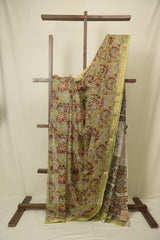 Pista Green Kota Doria Saree - SRPGKDSR272