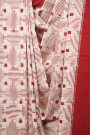 White Pochampalli Cotton Ikat Saree - SRWPCIS753