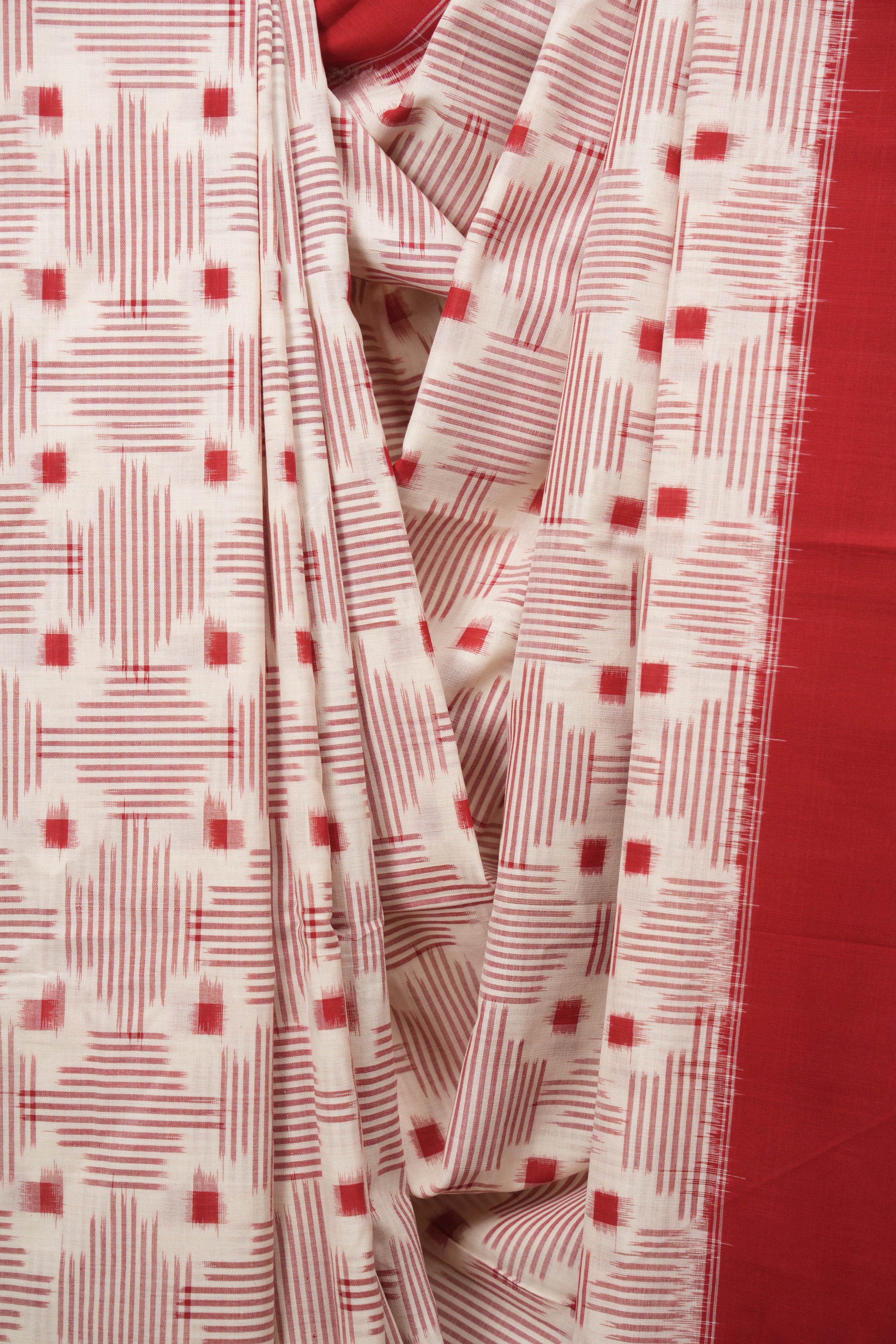 White Pochampalli Cotton Ikat Saree - SRWPCIS753