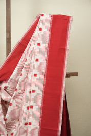 White Pochampalli Cotton Ikat Saree - SRWPCIS753