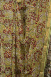Pista Green Kota Doria Saree - SRPGKDSR272