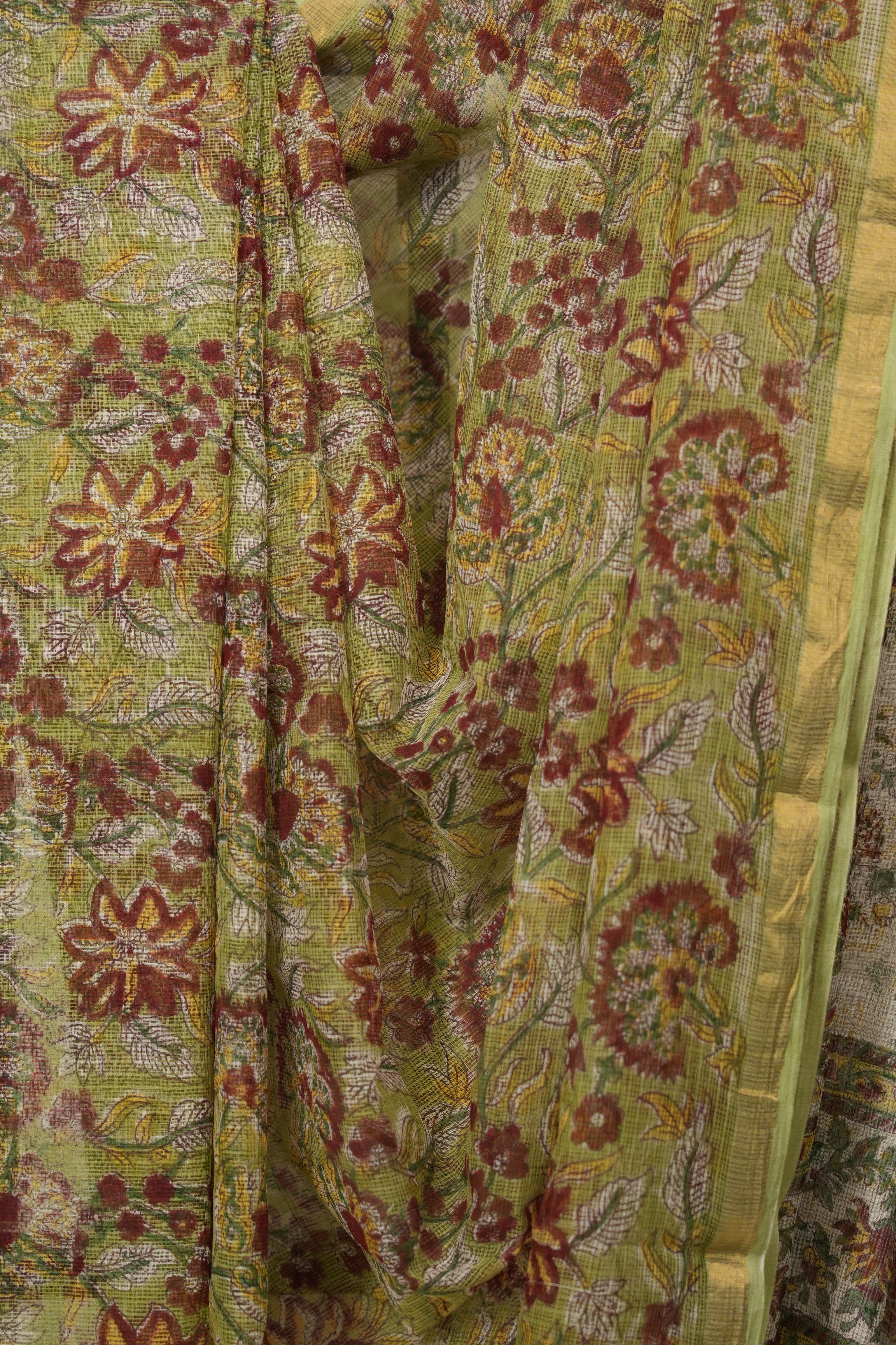 Pista Green Kota Doria Saree - SRPGKDSR272