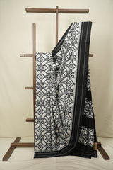 White Pochampalli Cotton Ikat Saree SRWPCIS723