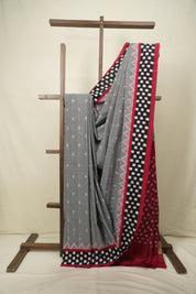 Grey Pochampalli Cotton Ikat Saree - SRGPCIS755