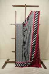Grey Pochampalli Cotton Ikat Saree - SRGPCIS755