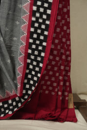 Grey Pochampalli Cotton Ikat Saree - SRGPCIS755