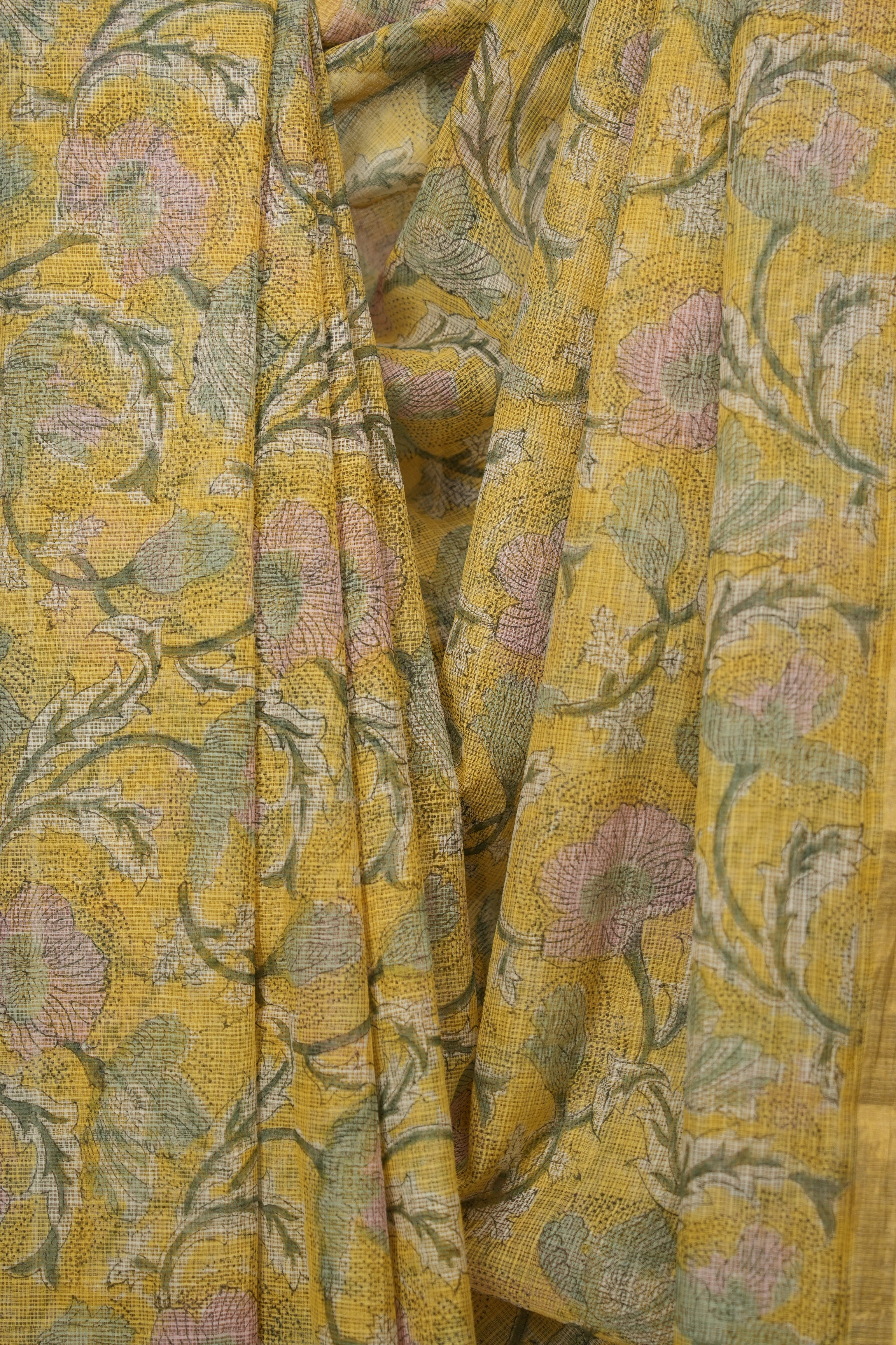 Yellow HBP Kota Doria Saree - SRYKDS290