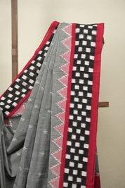 Grey Pochampalli Cotton Ikat Saree - SRGPCIS755