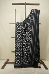 Black Pochampali Cotton Ikat Saree - SRBPCIS724