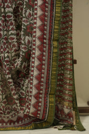 White HBP Kota Doria Saree - SRWKDS291