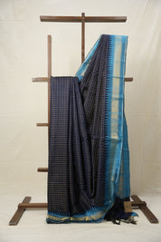 Navy Blue Raw Silk Saree - SRNBRSS949