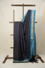 Navy Blue Raw Silk Saree - SRNBRSS949