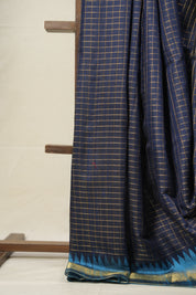 Navy Blue Raw Silk Saree - SRNBRSS949