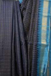 Navy Blue Raw Silk Saree - SRNBRSS949