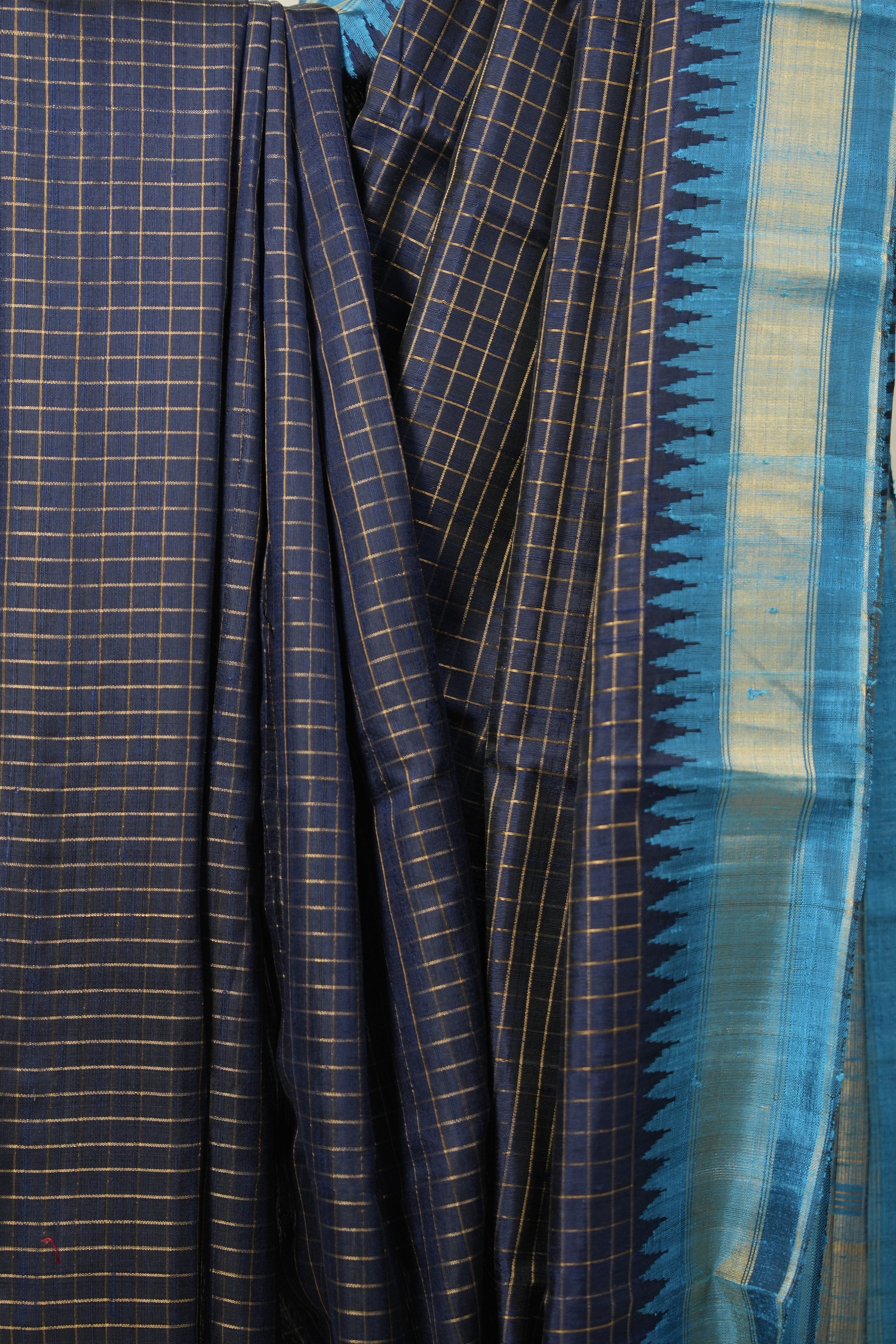 Navy Blue Raw Silk Saree - SRNBRSS949