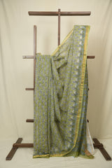 Pista Green HBP Kota Doria Saree - SRPGKDS279