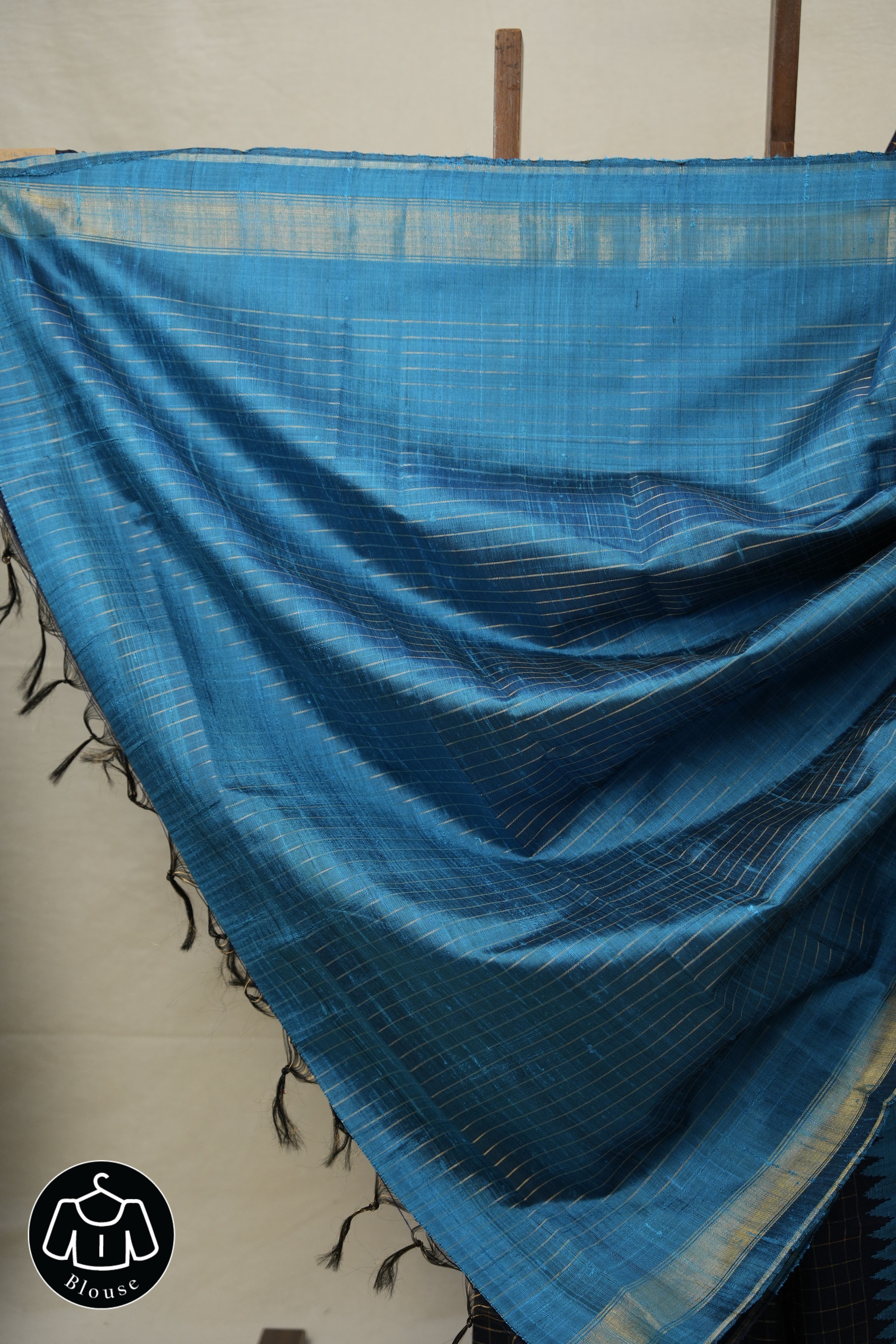 Navy Blue Raw Silk Saree - SRNBRSS949