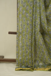 Pista Green HBP Kota Doria Saree - SRPGKDS279