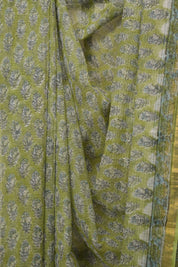 Pista Green HBP Kota Doria Saree - SRPGKDS279