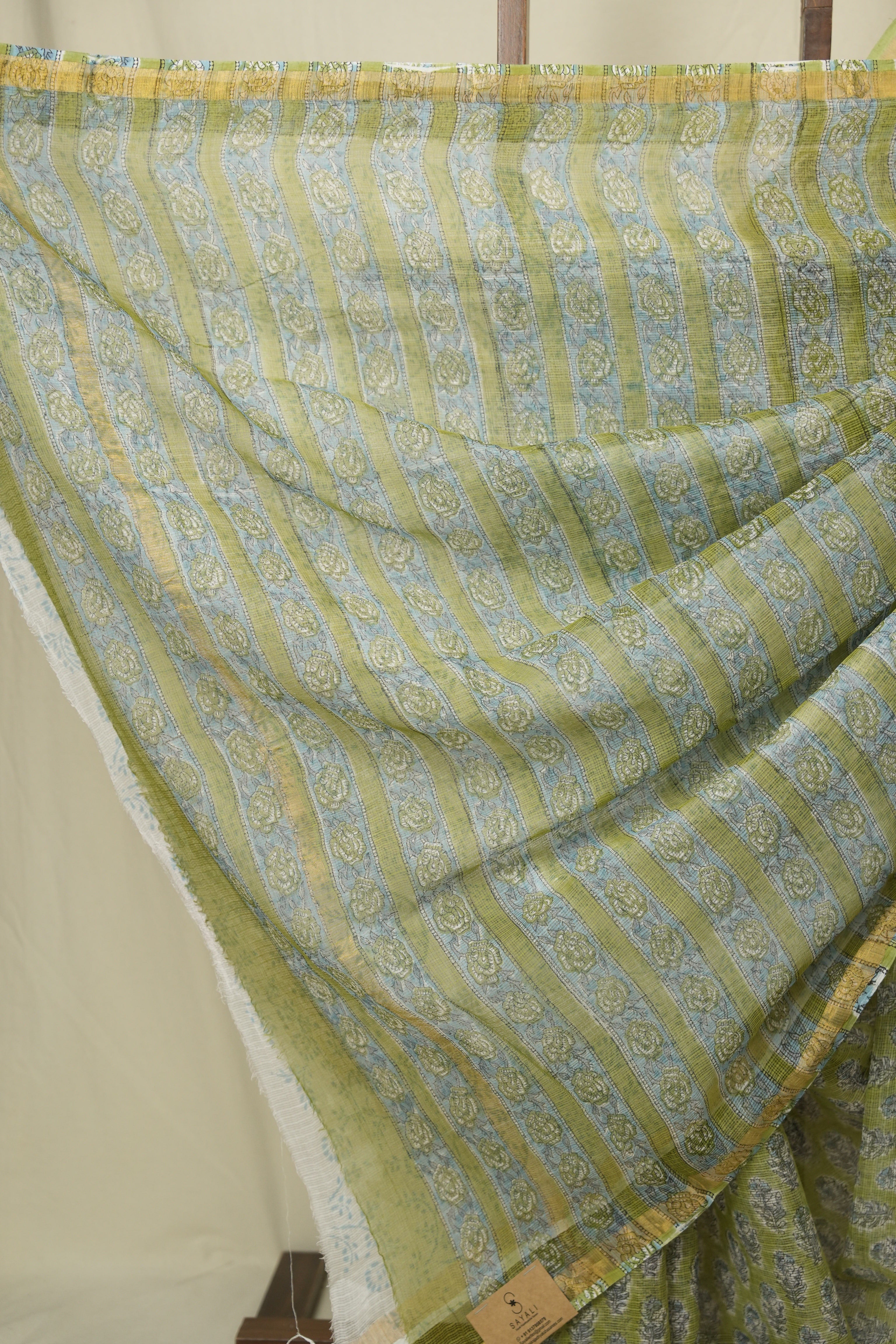Pista Green HBP Kota Doria Saree - SRPGKDS279