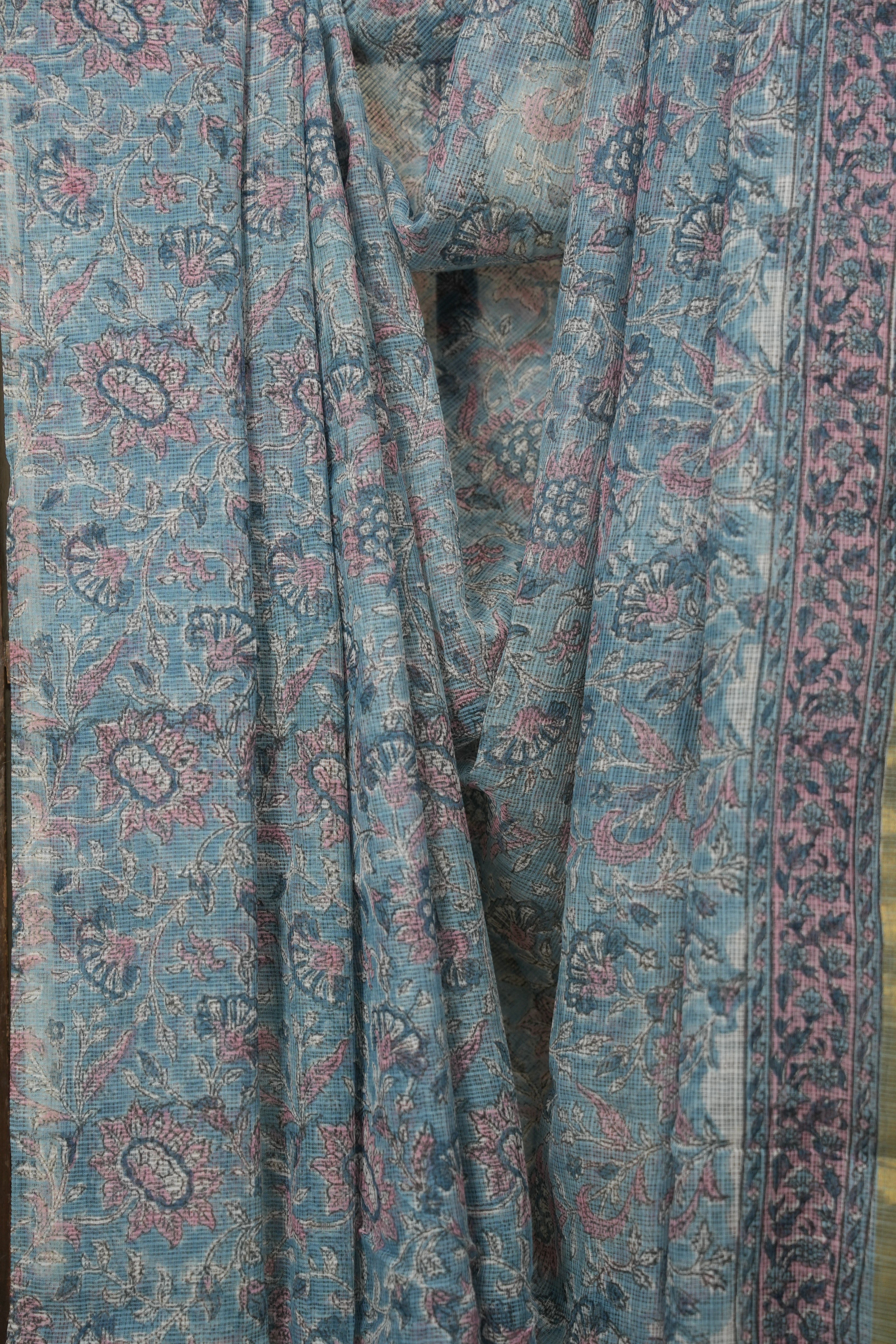 Sky Blue Kota Doria Saree - SRSBKDS277