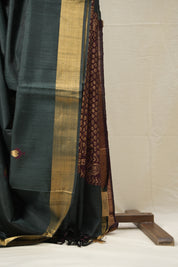 Green Raw Silk Saree - SRGRSS941