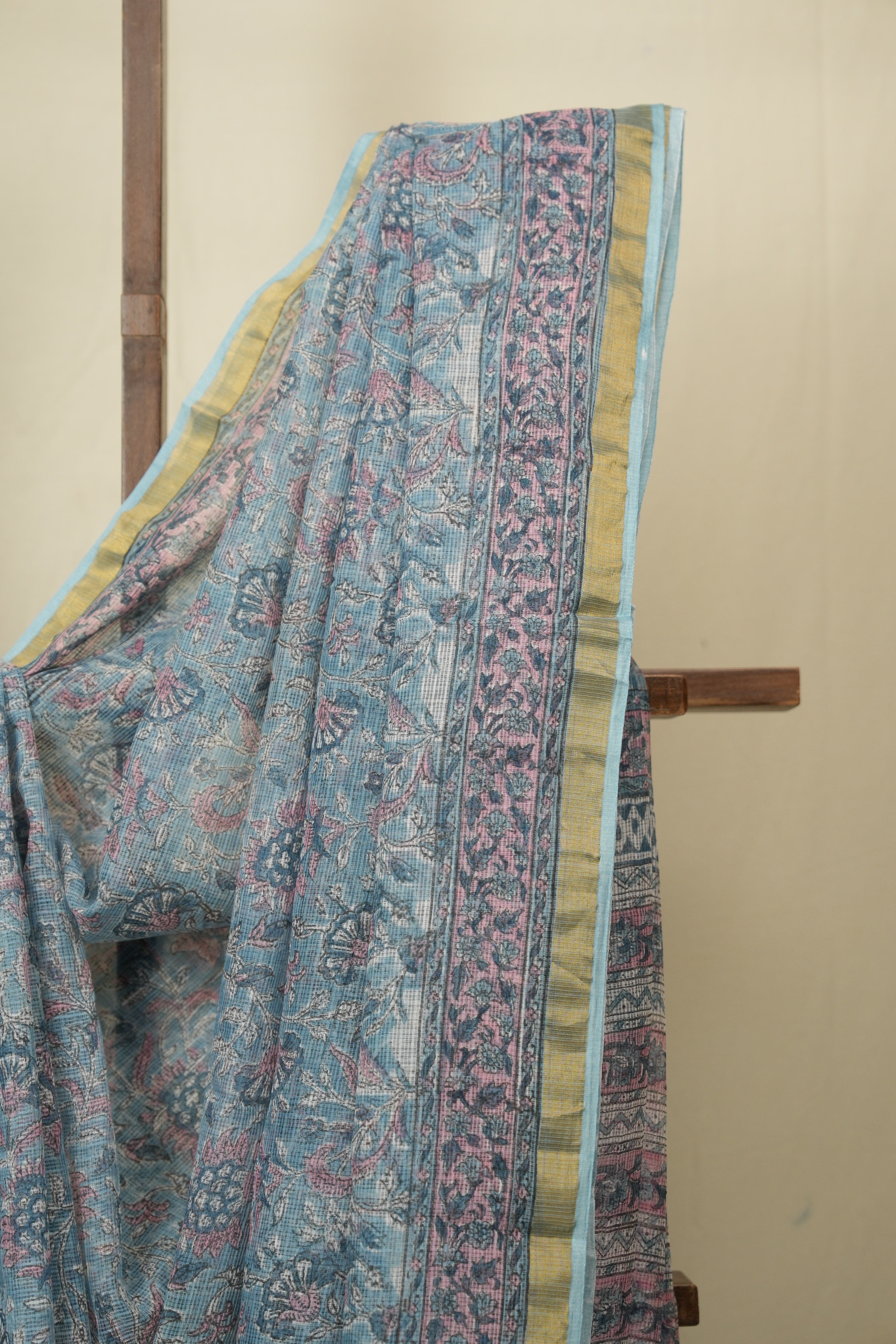 Sky Blue Kota Doria Saree - SRSBKDS277