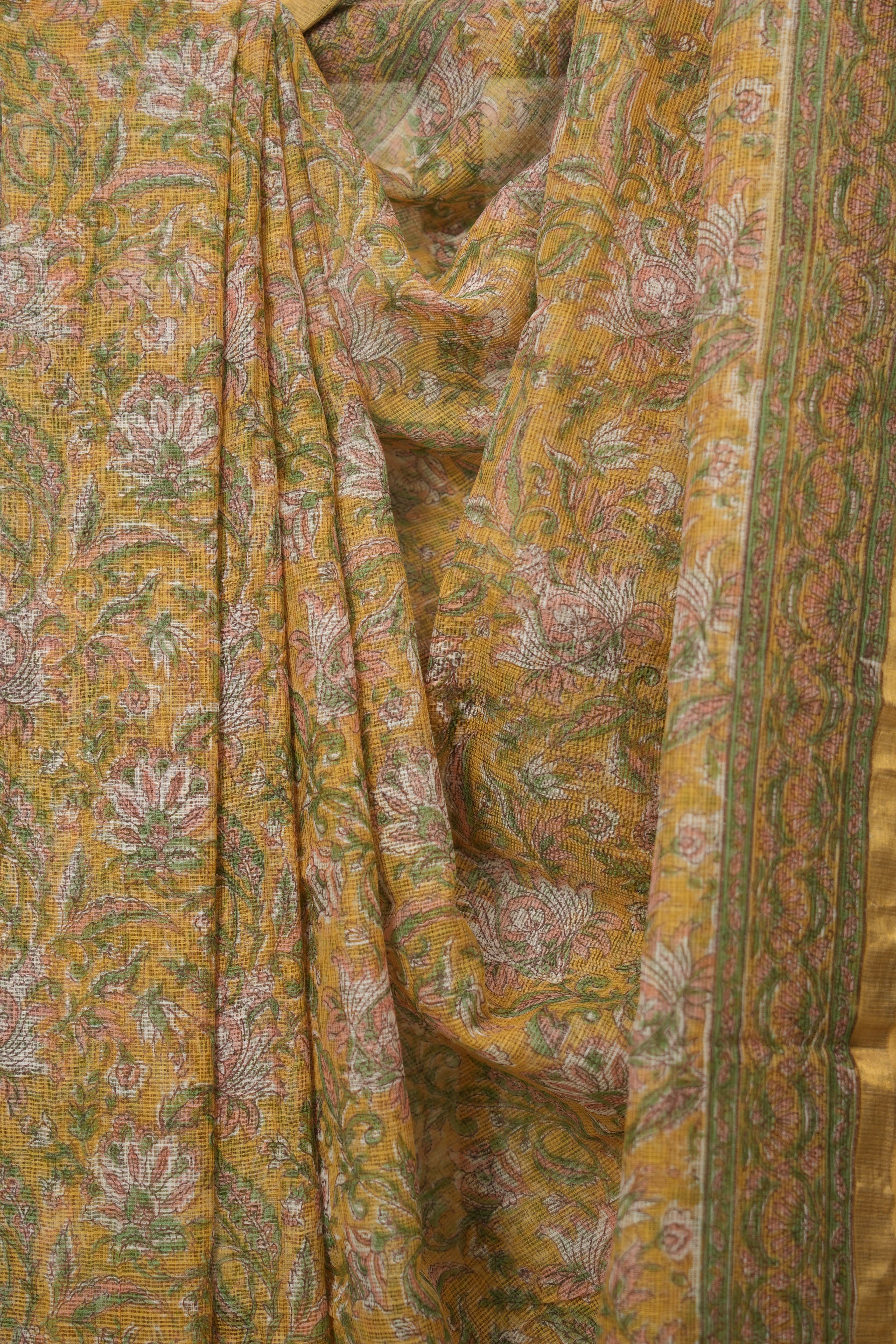Yellow Kota Doria Saree - SRYKDS279