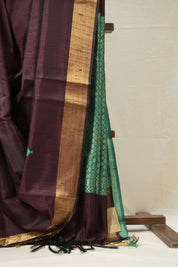 Wine Raw Silk Saree - SRWRSS953