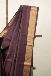 Wine Raw Silk Saree - SRWRSS953